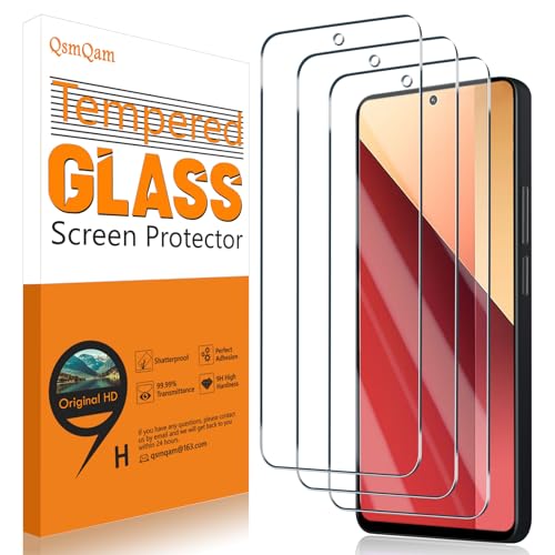 QsmQam 3 Stück Panzer Schutz Glas für Xiaomi Redmi Note 13 4G / Redmi Note 13 Pro (4G/5G) / Poco X6 / Poco X6 Pro, 9H Härte Schutzfolie, Ultra-Klar Displayschutzfolie, Anti-Kratzer von QsmQam