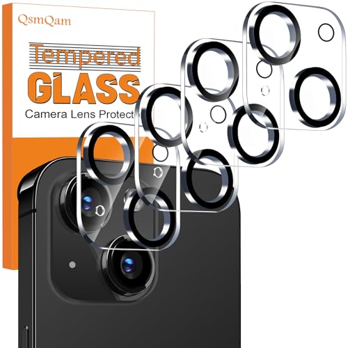 QsmQam 4 Stück, Kameraschutz für iPhone 15 6.1 Zoll/iPhone 15 Plus 6.7 Zoll, 9H Panzer Schutz Glas, Ultra Klar Kamera Schutzfolie, Anti-Kratzer, Einfach Installieren von QsmQam
