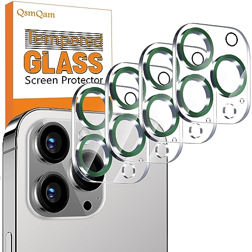 QsmQam 4 Stück, Kameraschutz für iPhone 15 Pro Max 6,7 Zoll/iPhone 15 Pro 6,1 Zoll, 9H Panzer Schutz Glas, Ultra Klar Kamera Schutzfolie, Anti-Kratzer, Einfach Installieren-Grün von QsmQam