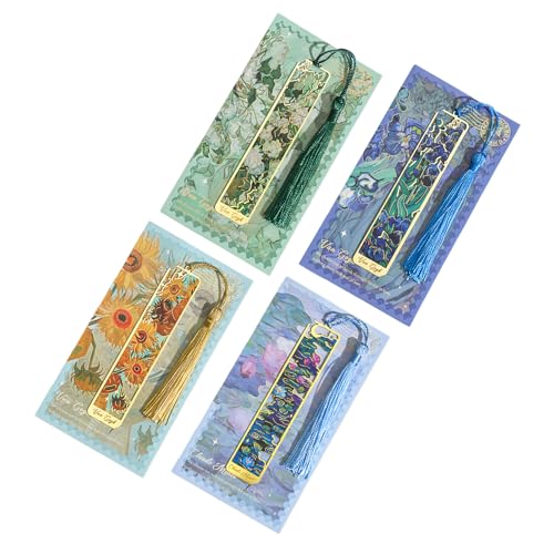 4pcs Ölmalerei Thematische Metall Lesezeichen Mit Tassels Hollow Flower Lesezeichen Buchpage Teiler Für Buchliebhaber Lehrer von Qsvbeeqj