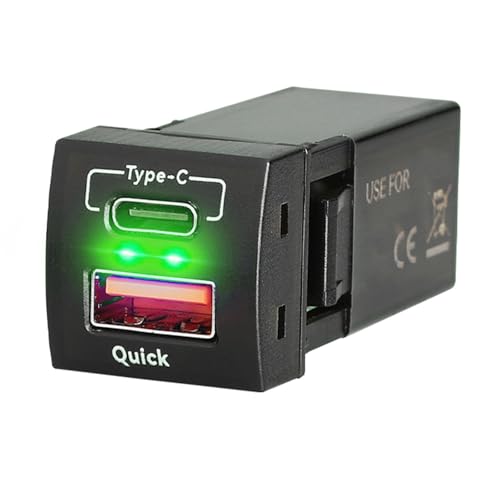 Qsvbeeqj Double Port TypeC USB A Autoladelösung QC3.0 PD30W Auto Schnellladeadapter Schnellladekopf von Qsvbeeqj