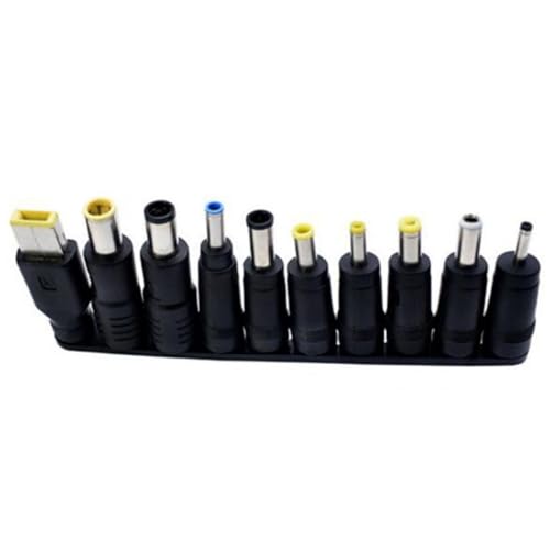 Qsvbeeqj Laptop-Netzadapterspitzen-Set, 8 Stück/10 Stück, gerader Kopf/Bogen für mehrere Gerätekompatibilität, Schwarz von Qsvbeeqj