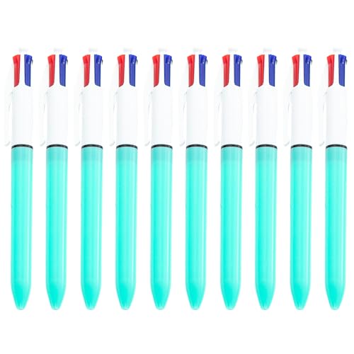 Qsvbeeqj Mehrfarbiger Kugelschreiber, 4-farbig, einziehbar, 1,0 mm, Grün, Blau, Rötungen, Schwarz, für Büro, Schule, 10 Stück Qsvbeeqj Mehrfarbiger Kugelschreiber, 4-farbig, einziehbar, 1,0 mm, Grün, Blau, Rötungen, Schwarz, für Büro, Schule, 10 Stück von Qsvbeeqj