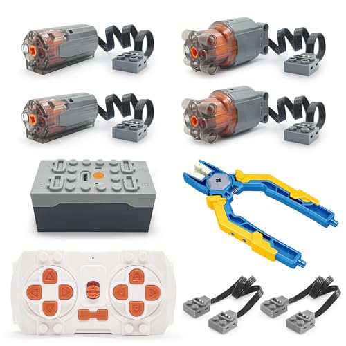 Technik Motoren Set, 4X Motor(2M+2L), Fernbedienung, Batteriebox, 2X Verlängerungskabel, Kompatibel mit Lego Technic Klemmbausteine von Qter