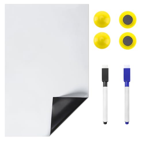 Magnettafel Kühlschrank A5, mit 4 Magnet und 2 Marker Memoboard Magnet Terminplaner wiederverwendbar Magnetisch Familienplaner Whiteboard Kalender für Kühlschrank Heimbüro Besprechungsplantafel von Qtksceadlnce