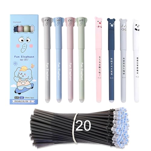 QttvbTna Tiere Löschbare Gelstifte Set, 8 Stück Radierbarer Kugelschreiber mit 20 Schwarz Nachfüllungen, Cartoon Gel Tinte Stift mit Radiergummi, Elephant Thema, Bär Thema QttvbTna Tiere Löschbare Gelstifte Set, 8 Stück Radierbarer Kugelschreiber mit 20 Schwarz Nachfüllungen, Cartoon Gel Tinte Stift mit Radiergummi, Elephant Thema, Bär Thema von QttvbTna