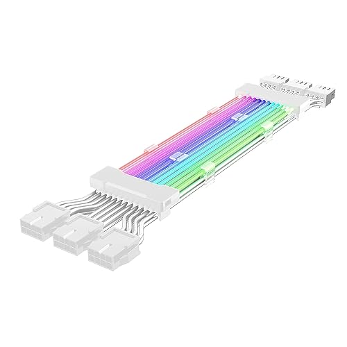 Qtynudy PC-Gehäuse Netzteil-Verlängerung ARGB-Kabel ATX 3X8PIN PCI-E GPU Neon Color Line ARGB Streamer Übertragung Grafikkarte Stromkabel Einfache Installation Einfach zu Verwenden von Qtynudy