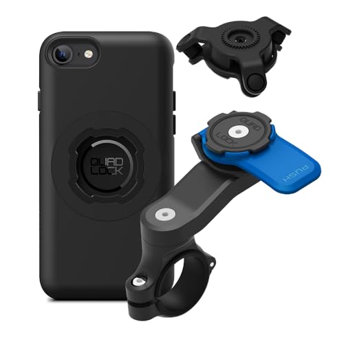 QUAD LOCK Lenker Handyhalterung für Motorrad mit Vibrationsdämpfer und MAG Hülle für iPhone SE (3. / 2. Gen) und 8/7 von QUAD LOCK