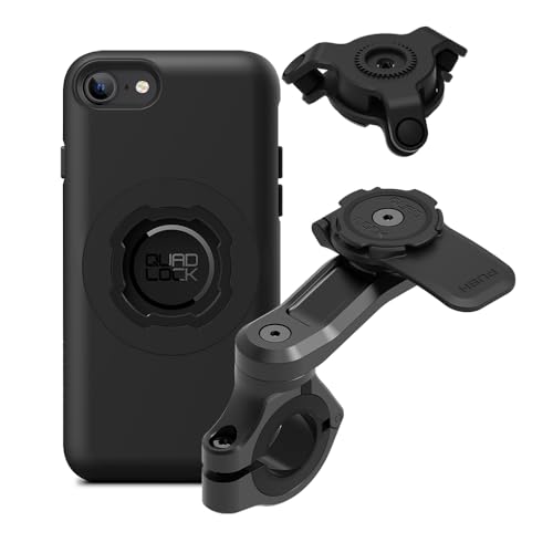 QUAD LOCK Lenker Handyhalterung PRO für Motorrad mit Vibrationsdämpfer und MAG Hülle für iPhone SE (3. / 2. Gen) und 8/7 von QUAD LOCK