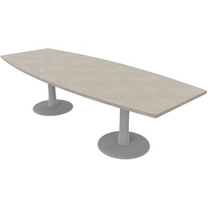 Quadrifoglio Konferenztisch Idea+ beton Tonnenform, Säulenfuß silber, 280,0 x 80,0 - 110,0 x 74,0 cm von Quadrifoglio