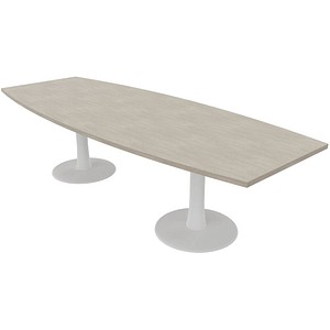 Quadrifoglio Konferenztisch Idea+ beton Tonnenform, Säulenfuß weiß, 280,0 x 80,0 - 110,0 x 74,0 cm von Quadrifoglio
