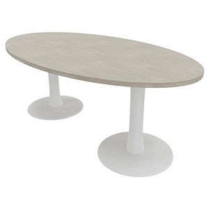 Quadrifoglio Konferenztisch Idea+ beton oval, Säulenfuß weiß, 200,0 x 110,0 x 74,0 cm von Quadrifoglio
