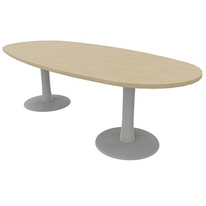 Quadrifoglio Konferenztisch Idea+ eiche oval, Säulenfuß alu, 240,0 x 110,0 x 74,0 cm von Quadrifoglio