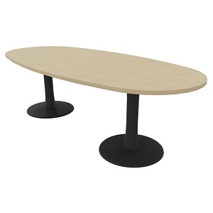 Quadrifoglio Konferenztisch Idea+ eiche oval, Säulenfuß grau, 240,0 x 110,0 x 74,0 cm von Quadrifoglio