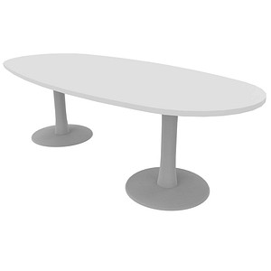Quadrifoglio Konferenztisch Idea+ weiß oval, Säulenfuß alu, 240,0 x 110,0 x 74,0 cm von Quadrifoglio