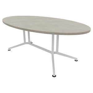 Quadrifoglio Konferenztisch X2 beton oval, V-Gestell weiß, 200,0 x 110,0 x 74,0 cm von Quadrifoglio
