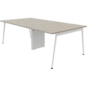 Quadrifoglio Konferenztisch X3 beton rechteckig, 4-Fuß-Gestell weiß, 240,0 x 120,0 x 75,0 cm von Quadrifoglio