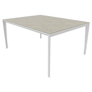 Quadrifoglio Konferenztisch X5 beton rechteckig, Vierkantrohr weiß, 160,0 x 120,0 x 75,0 cm von Quadrifoglio