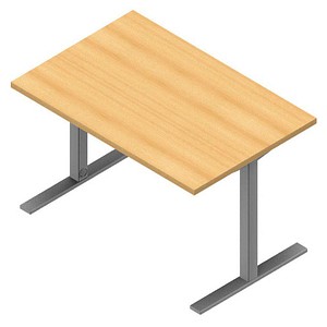 Quadrifoglio Schreibtisch buche rechteckig, C-Fuß-Gestell silber 120,0 x 80,0 cm von Quadrifoglio