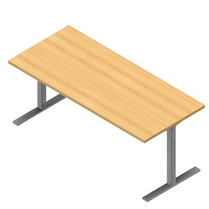 Quadrifoglio Schreibtisch buche rechteckig, C-Fuß-Gestell silber 180,0 x 80,0 cm von Quadrifoglio