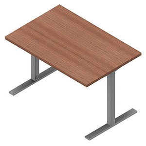 Quadrifoglio Schreibtisch nussbaum canaletto rechteckig, C-Fuß-Gestell silber 120,0 x 80,0 cm von Quadrifoglio