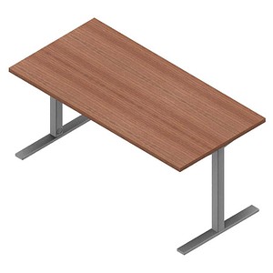 Quadrifoglio Schreibtisch nussbaum canaletto rechteckig, C-Fuß-Gestell silber 160,0 x 80,0 cm von Quadrifoglio
