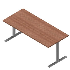 Quadrifoglio Schreibtisch nussbaum canaletto rechteckig, C-Fuß-Gestell silber 180,0 x 80,0 cm von Quadrifoglio