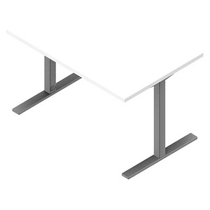 Quadrifoglio Schreibtisch weiß rechteckig, C-Fuß-Gestell silber 120,0 x 80,0 cm von Quadrifoglio