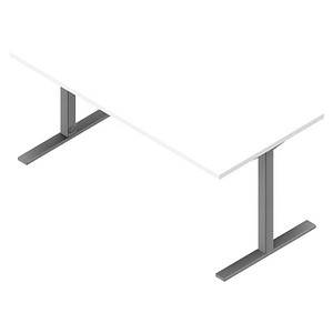 Quadrifoglio Schreibtisch weiß rechteckig, C-Fuß-Gestell silber 160,0 x 80,0 cm von Quadrifoglio