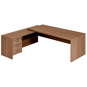Quadrifoglio T45 Schreibtisch nussbaum L-Form, Wangen-Gestell nussbaum 200,0 x 194,0 cm von Quadrifoglio