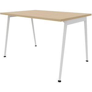Quadrifoglio X3 Schreibtisch eiche rechteckig, 4-Fuß-Gestell weiß 120,0 x 80,0 cm von Quadrifoglio