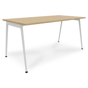 Quadrifoglio X3 Schreibtisch eiche rechteckig, 4-Fuß-Gestell weiß 160,0 x 80,0 cm von Quadrifoglio