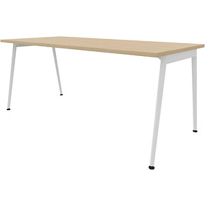 Quadrifoglio X3 Schreibtisch eiche rechteckig, 4-Fuß-Gestell weiß 180,0 x 80,0 cm von Quadrifoglio