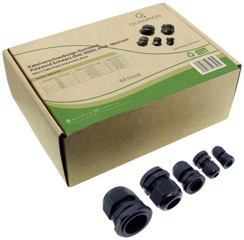 Quadrios 2009CA107 Kabelverschraubung Sortiment PA66 Schwarz (RAL 9005) 1 Set von Quadrios