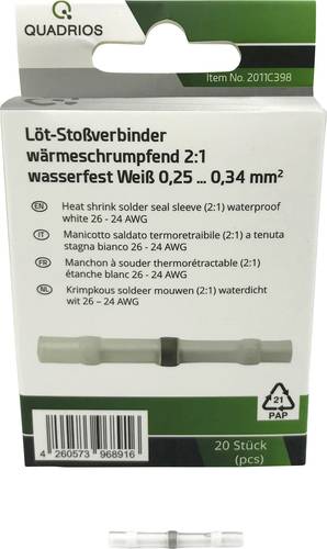Quadrios 2011C398 Stoßverbinder 0.25mm² 0.34mm² Vollisoliert Weiß 20St. von Quadrios