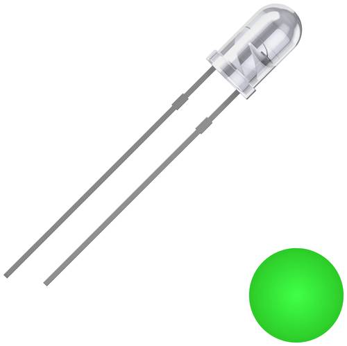 Quadrios 2111O176 LED bedrahtet Grün Rund 3mm 8000 mcd 25° 20mA 3V von Quadrios