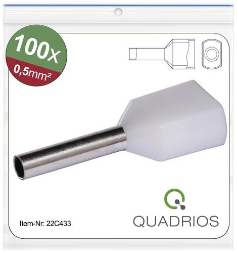 Quadrios 22C433 Zwillings-Aderendhülse 0.5mm² Teilisoliert Weiß 1 Set von Quadrios