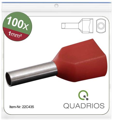 Quadrios 22C435 Zwillings-Aderendhülse 1mm² Teilisoliert Rot 1 Set von Quadrios