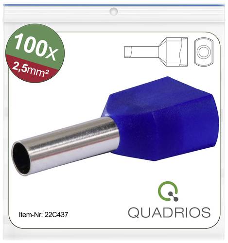 Quadrios 22C437 Zwillings-Aderendhülse 2.5mm² Teilisoliert Blau 1 Set von Quadrios