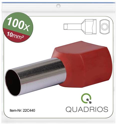 Quadrios 22C440 Zwillings-Aderendhülse 10mm² Teilisoliert Rot 1 Set von Quadrios