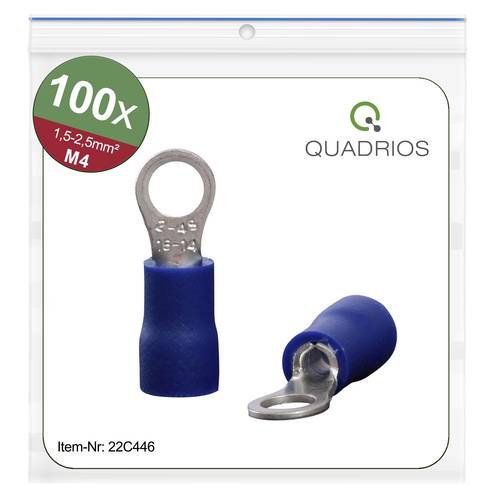 Quadrios 22C446 Ringkabelschuh Querschnitt (max.)=2.5mm² Loch-Ø=4.3mm Teilisoliert Blau 1 Set von Quadrios