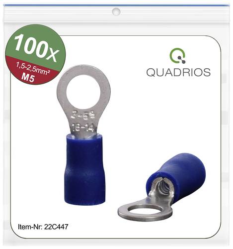 Quadrios 22C447 Ringkabelschuh Querschnitt (max.)=2.5mm² Loch-Ø=5.3mm Teilisoliert Blau 1 Set von Quadrios