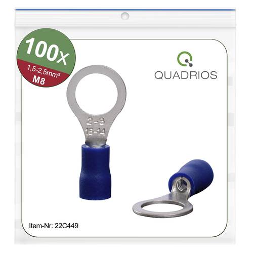 Quadrios 22C449 Ringkabelschuh Querschnitt (max.)=2.5mm² Loch-Ø=8.5mm Teilisoliert Blau 1 Set von Quadrios