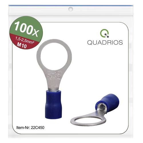 Quadrios 22C450 Ringkabelschuh Querschnitt (max.)=2.5mm² Loch-Ø=10.5mm Teilisoliert Blau 1 Set von Quadrios