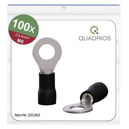 Quadrios 22C453 Ringkabelschuh Querschnitt (max.)=4.0mm² Loch-Ø=6.5mm Teilisoliert Schwarz 1 Set von Quadrios