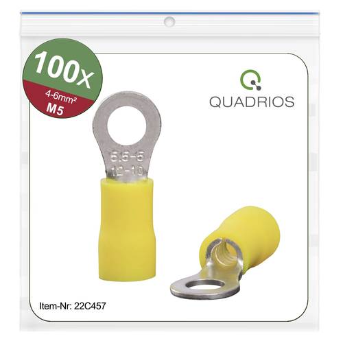 Quadrios 22C457 Ringkabelschuh Querschnitt (max.)=6.0mm² Loch-Ø=5.3mm Teilisoliert Gelb 1 Set von Quadrios
