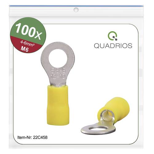 Quadrios 22C458 Ringkabelschuh Querschnitt (max.)=6.0mm² Loch-Ø=6.5mm Teilisoliert Gelb 1 Set von Quadrios