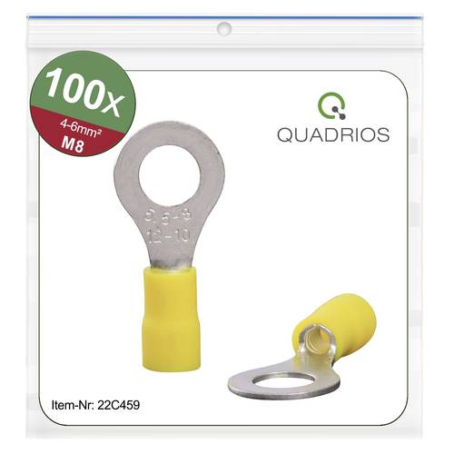Quadrios 22C459 Ringkabelschuh Querschnitt (max.)=6.0mm² Loch-Ø=8.5mm Teilisoliert Gelb 1 Set von Quadrios