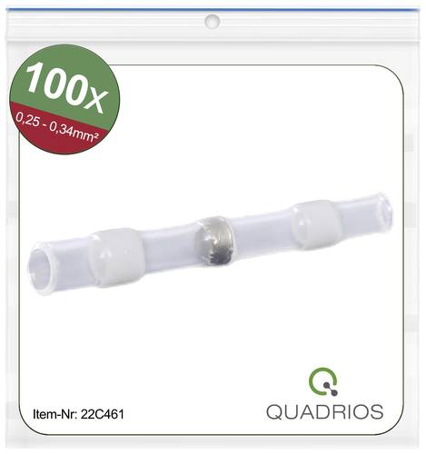 Quadrios 22C461 Stoßverbinder mit Schrumpfschlauch 0.25mm² 0.34mm² Vollisoliert Weiß 1 Set von Quadrios