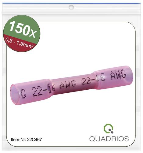 Quadrios 22C467 Stoßverbinder mit Schrumpfschlauch 0.5mm² 1.5mm² Vollisoliert Rot 1 Set von Quadrios